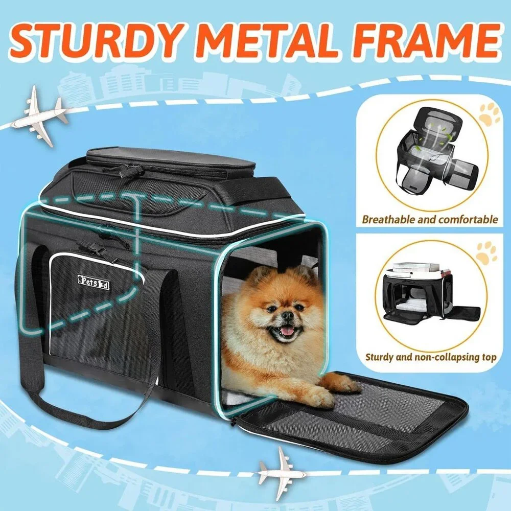 Petskd Top-Expandable Pet Carrier 17x11x9.5 Inches Alaska Airline Approved